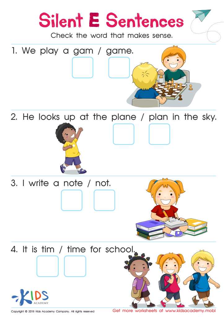 long a with silent e worksheets
