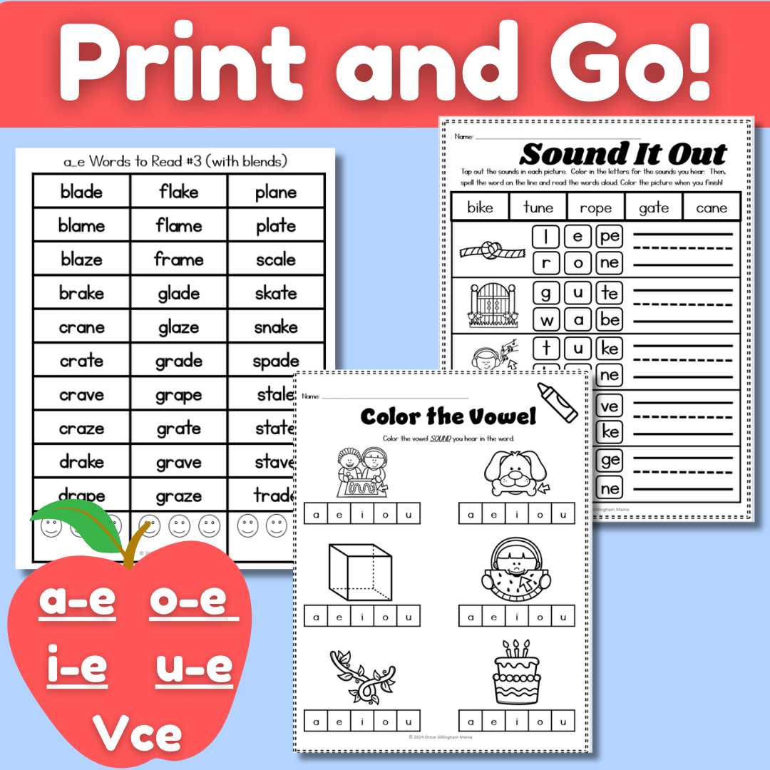 long a with silent e worksheets