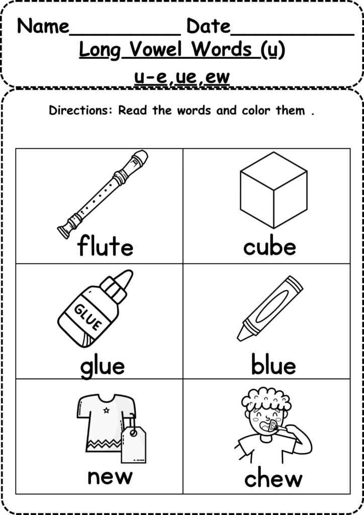 long vowels worksheets