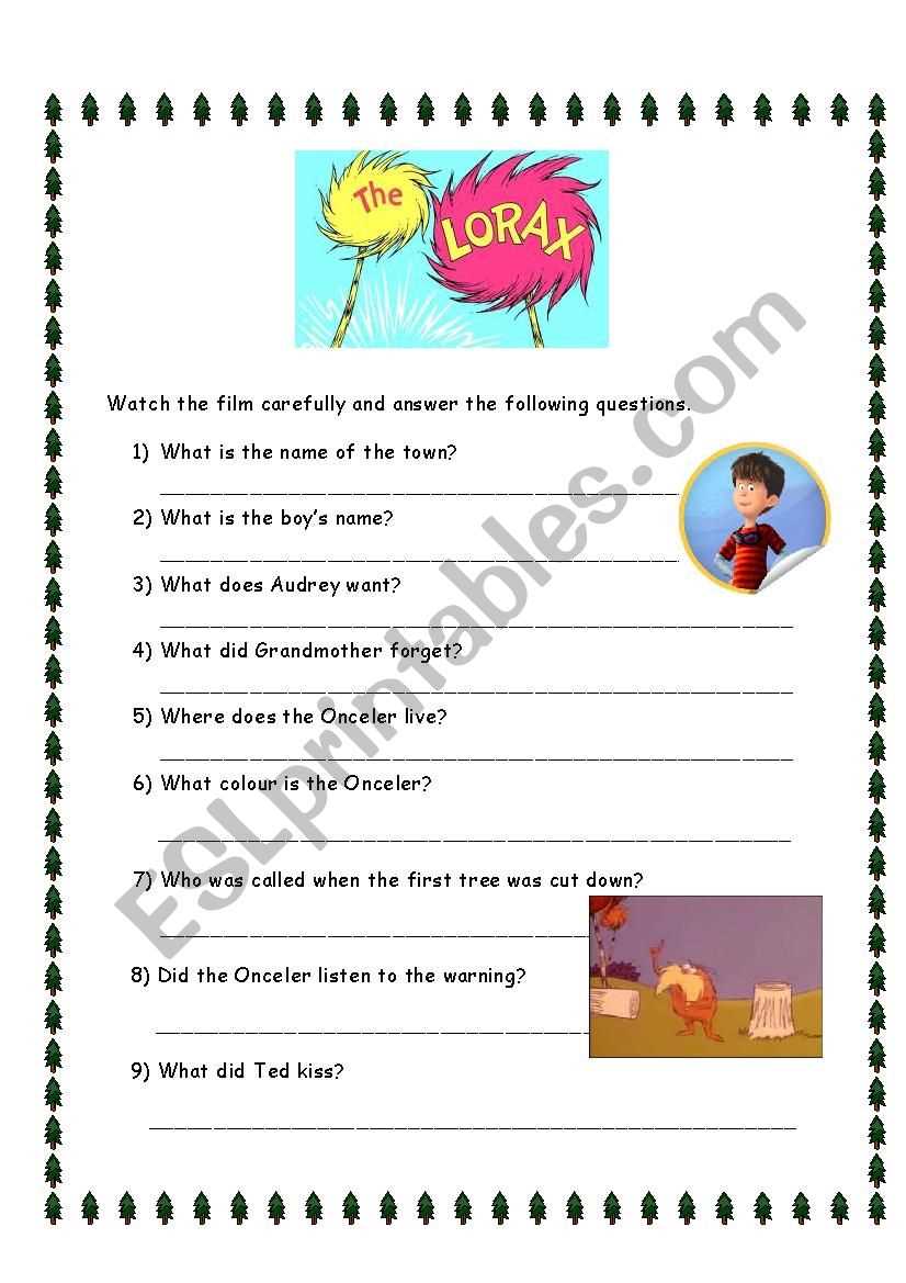 lorax worksheets