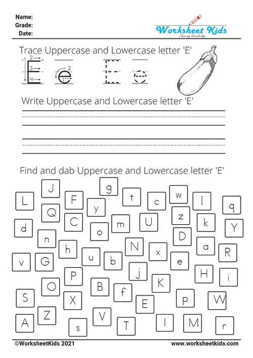 lowercase letter e worksheets