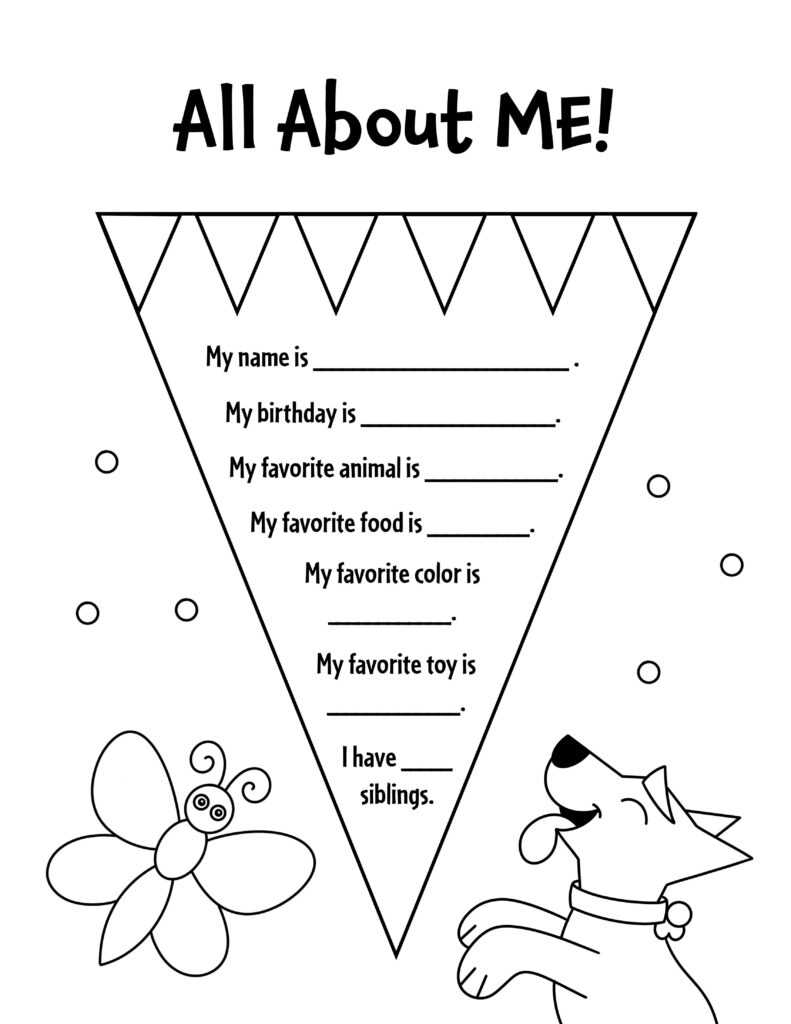 simple all about me worksheet preschool