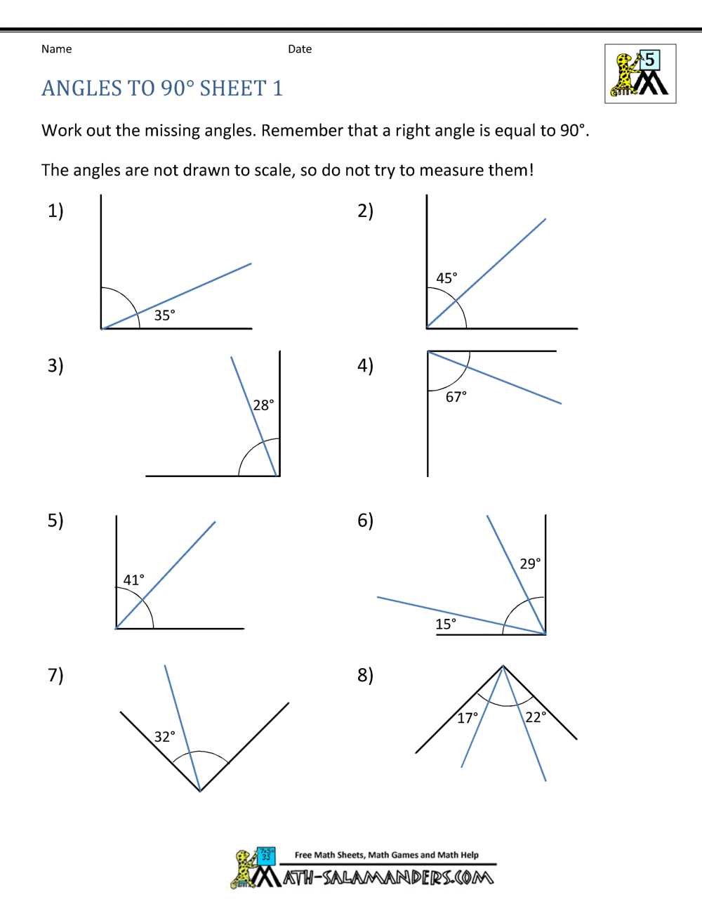 maths angles worksheet