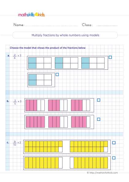 multiply fractions by whole numbers worksheet