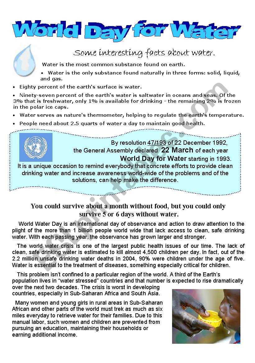 a world without water worksheet