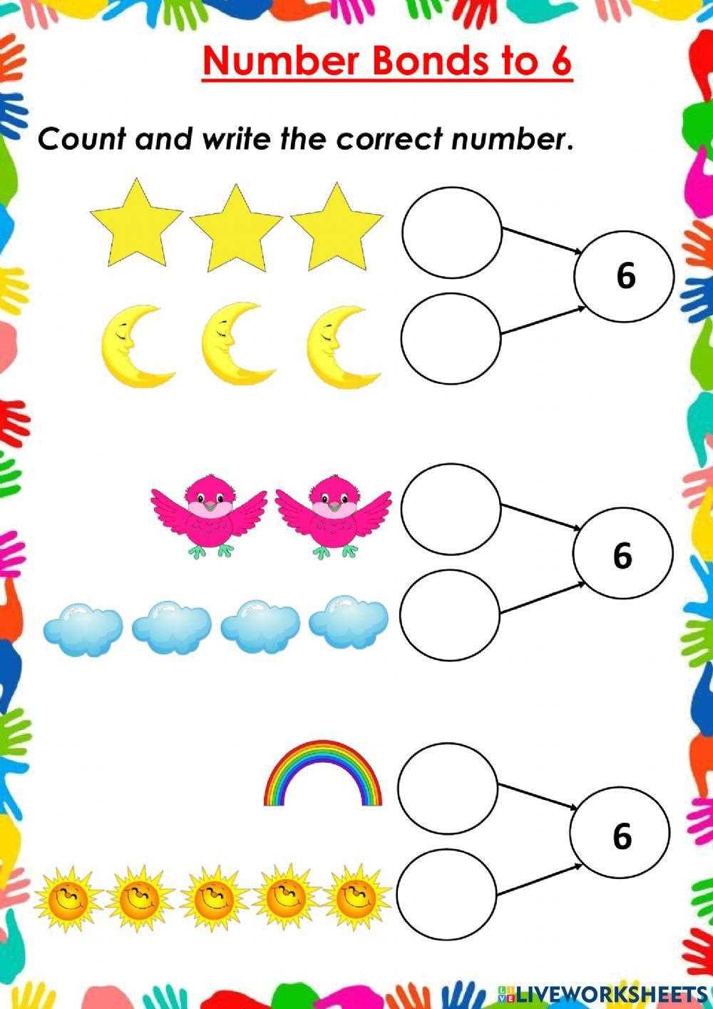 kindergarten number bond worksheets