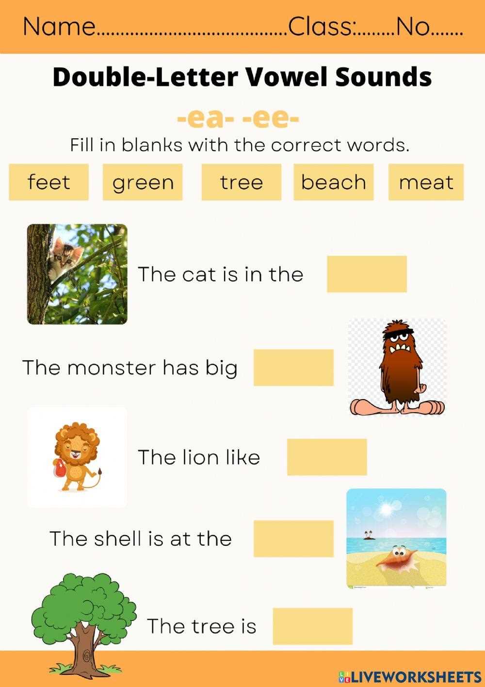 double ee words worksheets