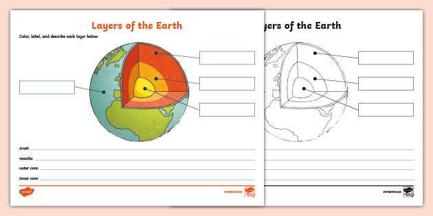 earths interior worksheet colored
