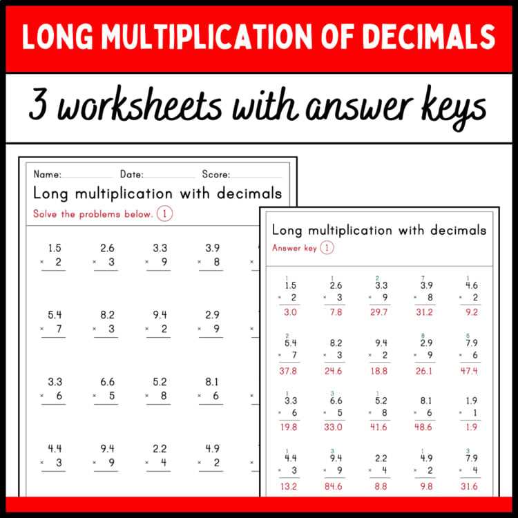 long multiplication worksheets