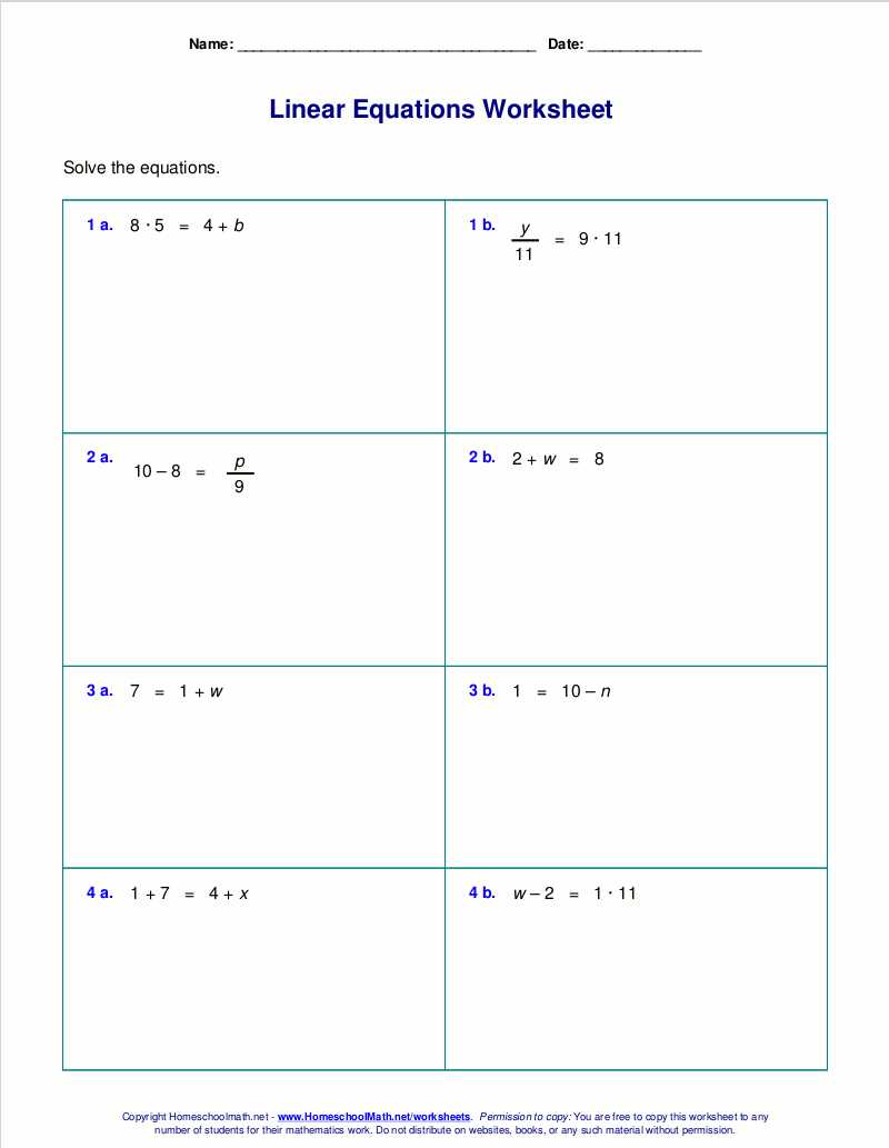 two variable equations worksheet