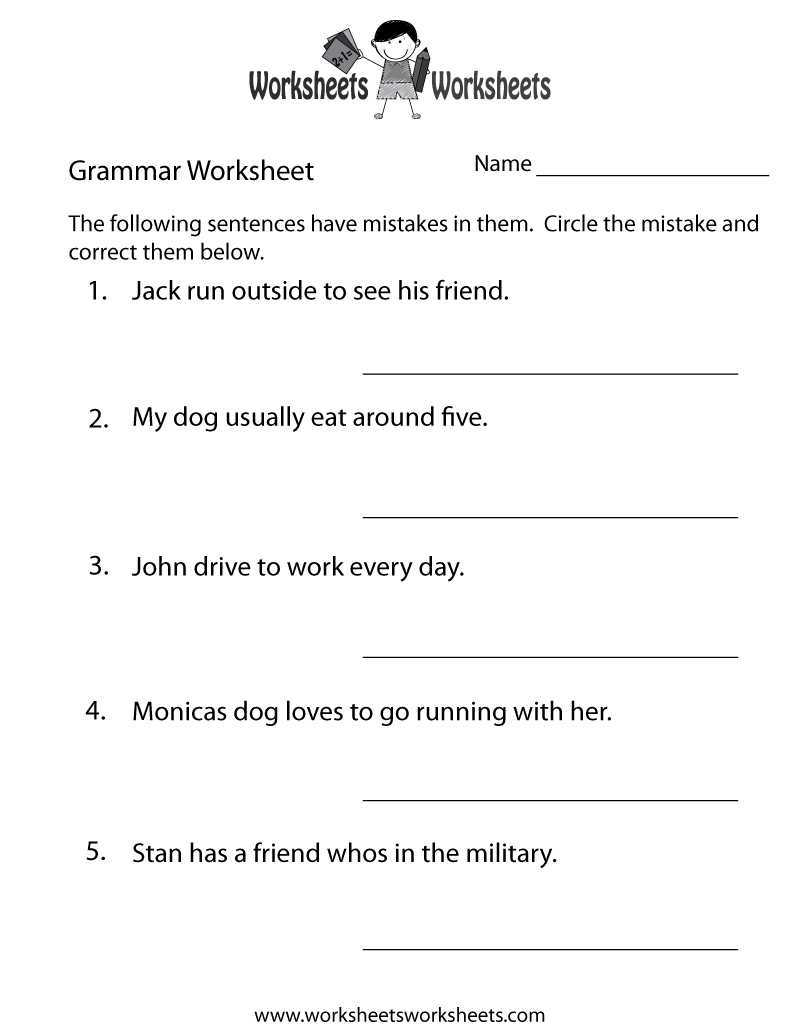 grammar practice worksheets