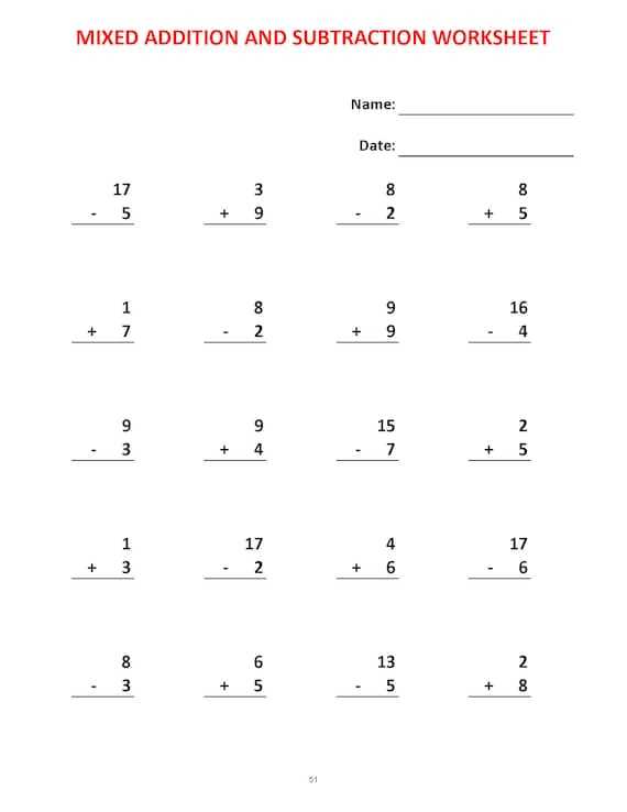 addition and subtraction worksheet for grade 3