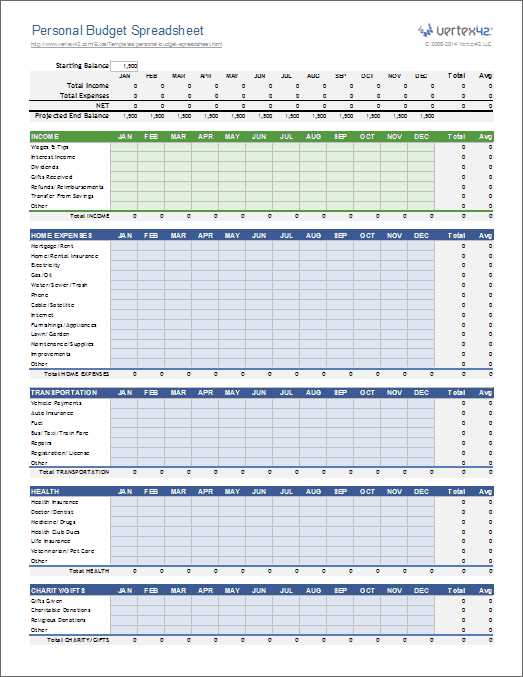 bills worksheet excel