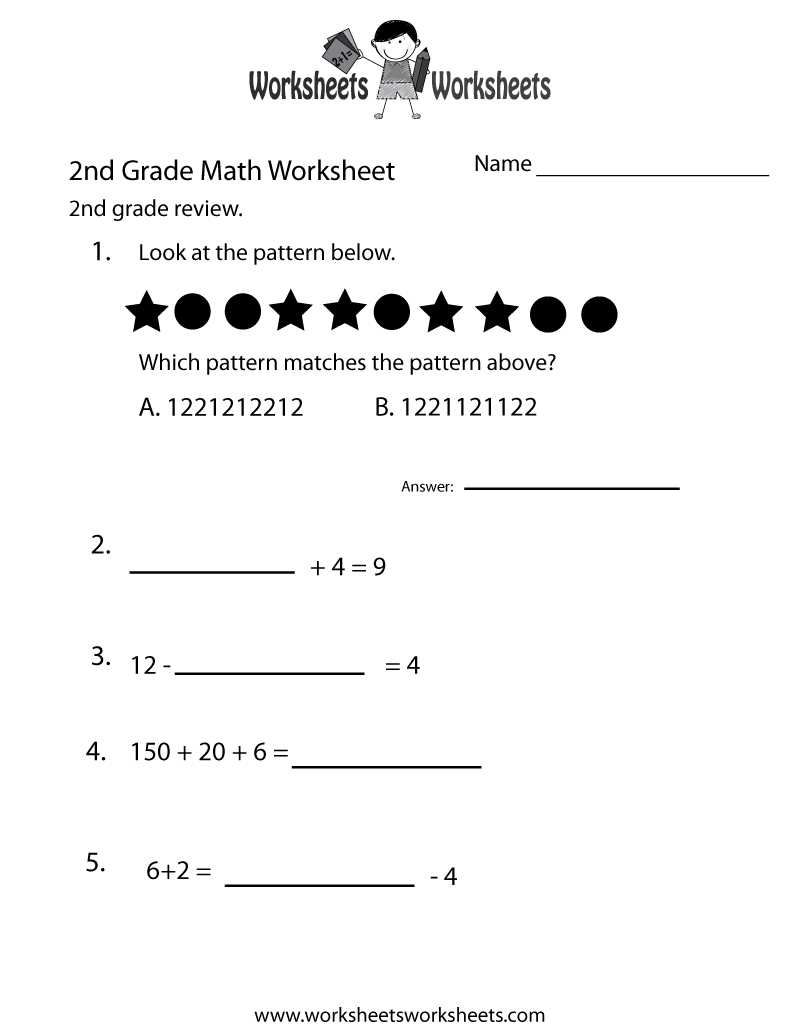 free printable 2nd grade math worksheets