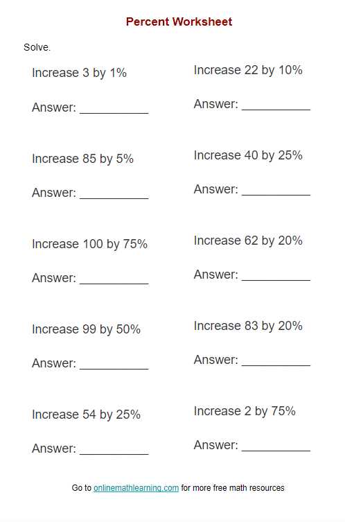 finding percentage base and rate worksheets