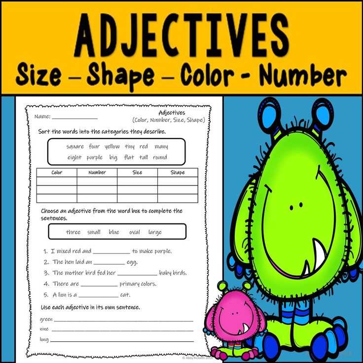 adjectives for size worksheet