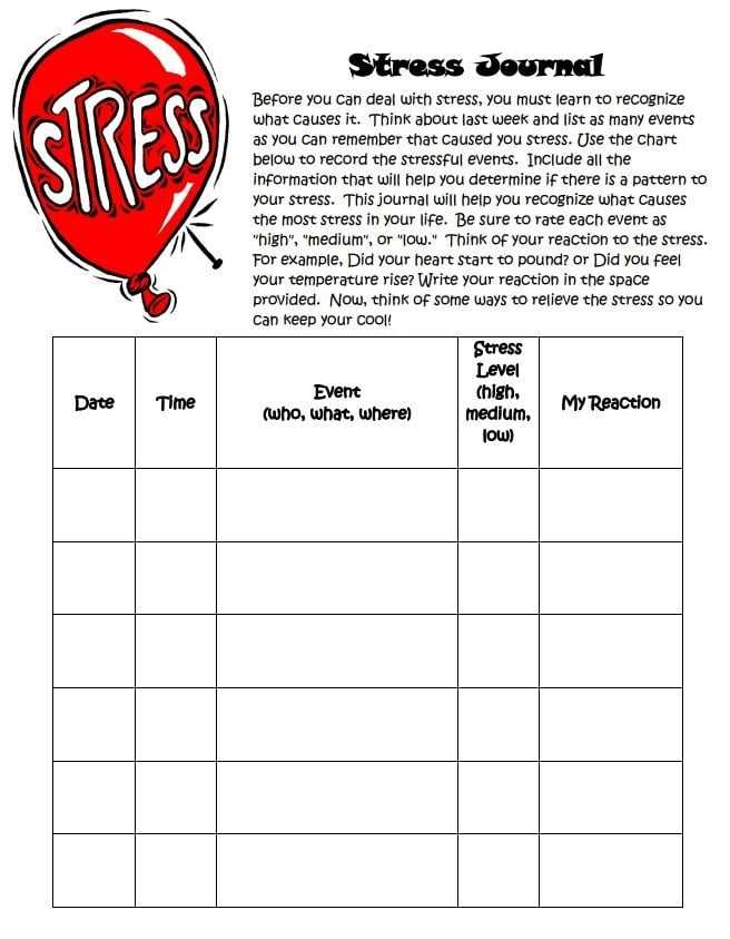stress management plan worksheet