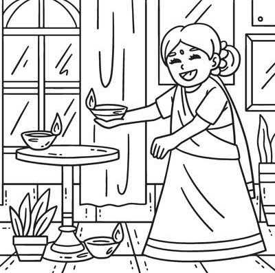 diwali coloring worksheets