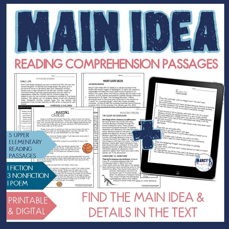 main idea worksheets for 5th graders