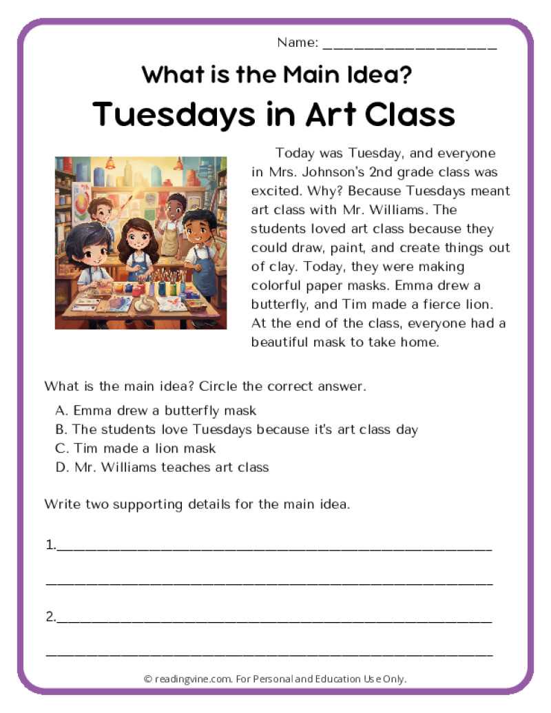 main ideas worksheets