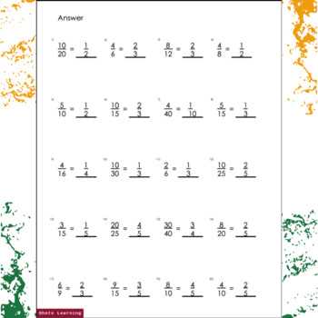 reducing fraction worksheet