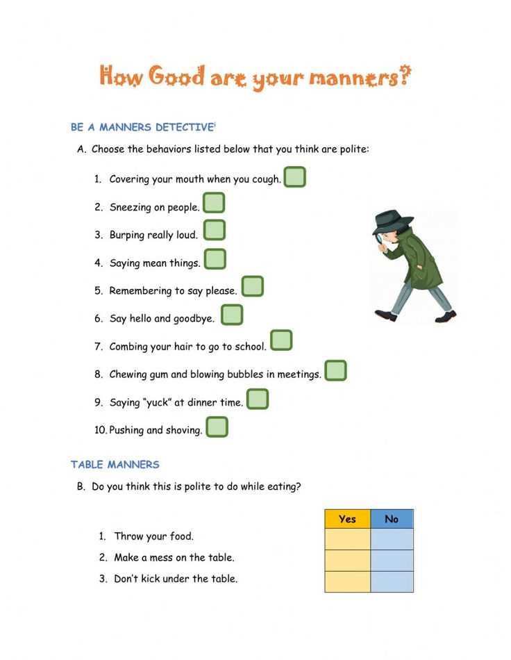 manners worksheet
