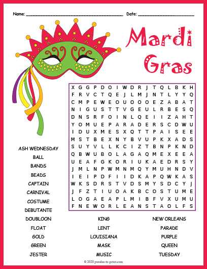 mardi gras worksheets for kids