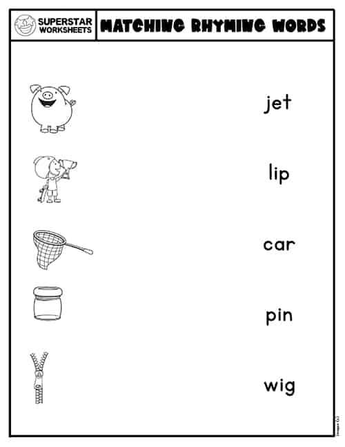match the rhyming words worksheet