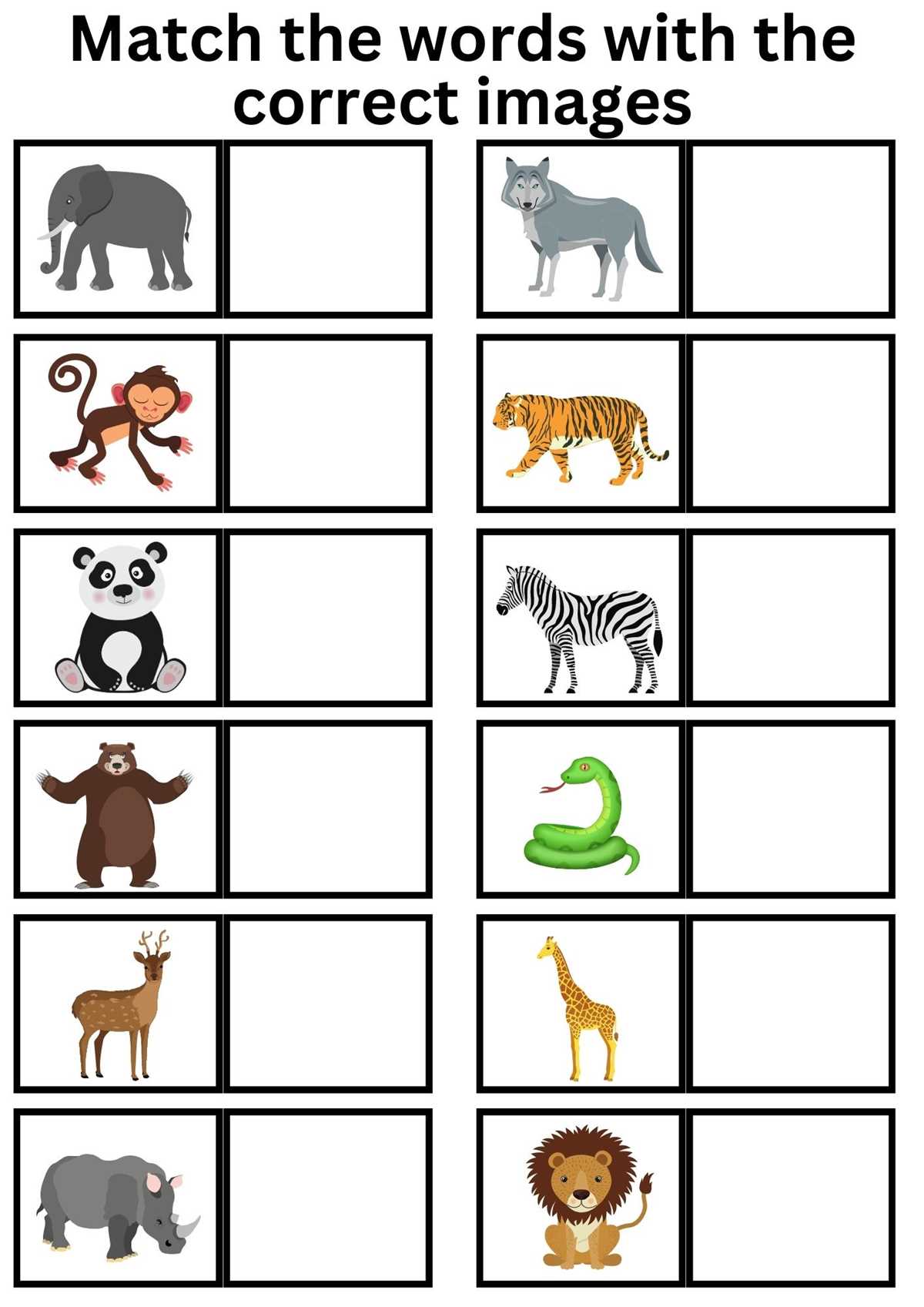 matching animals worksheets