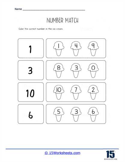 matching number worksheet