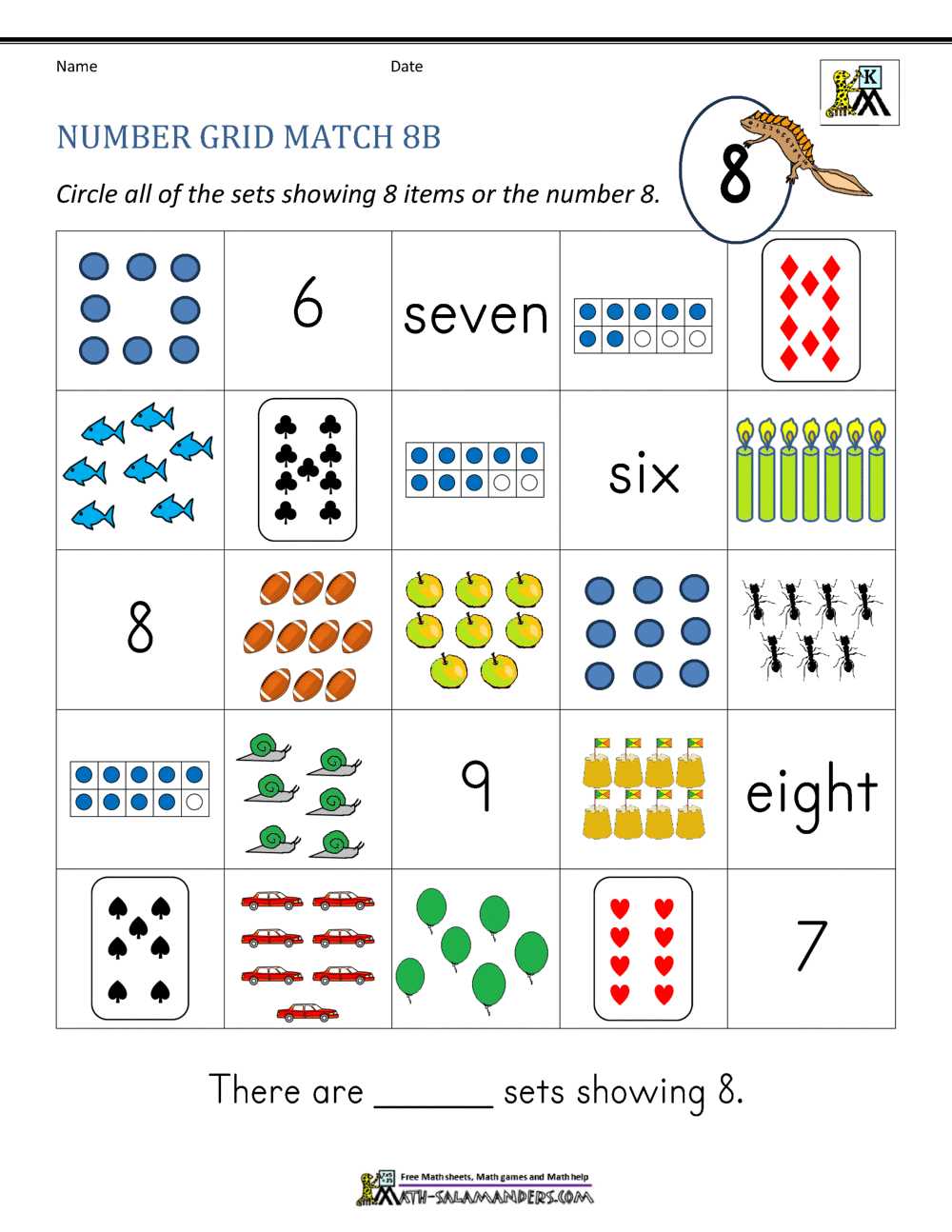 matching number worksheet