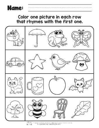matching rhyming words worksheet