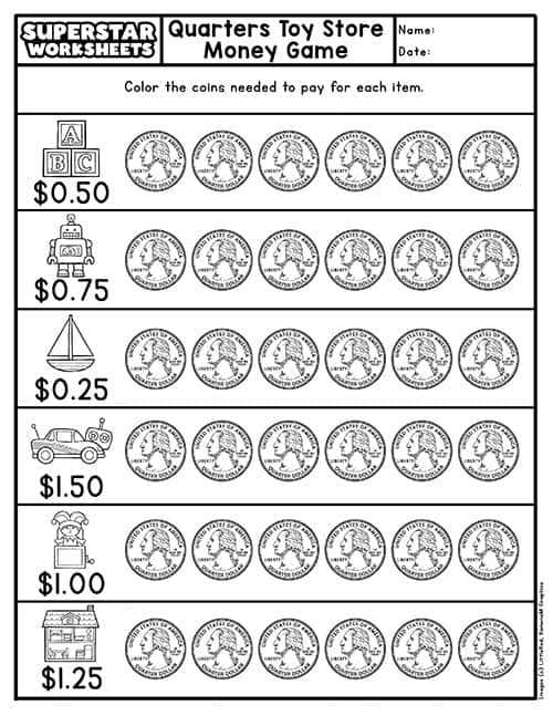 math coins worksheet