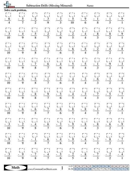 math drill worksheets