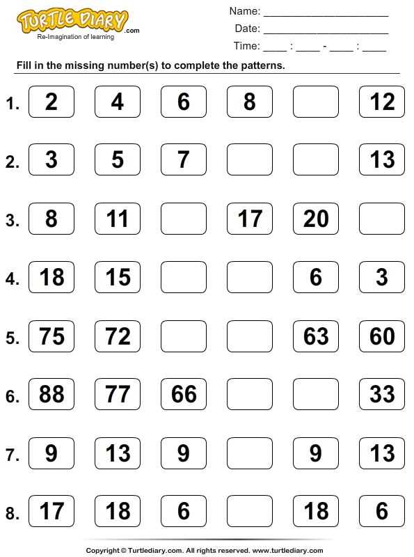 math patterns worksheets