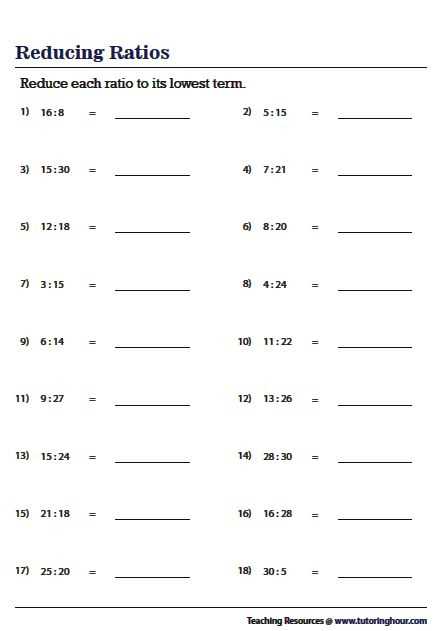 math ratios worksheets