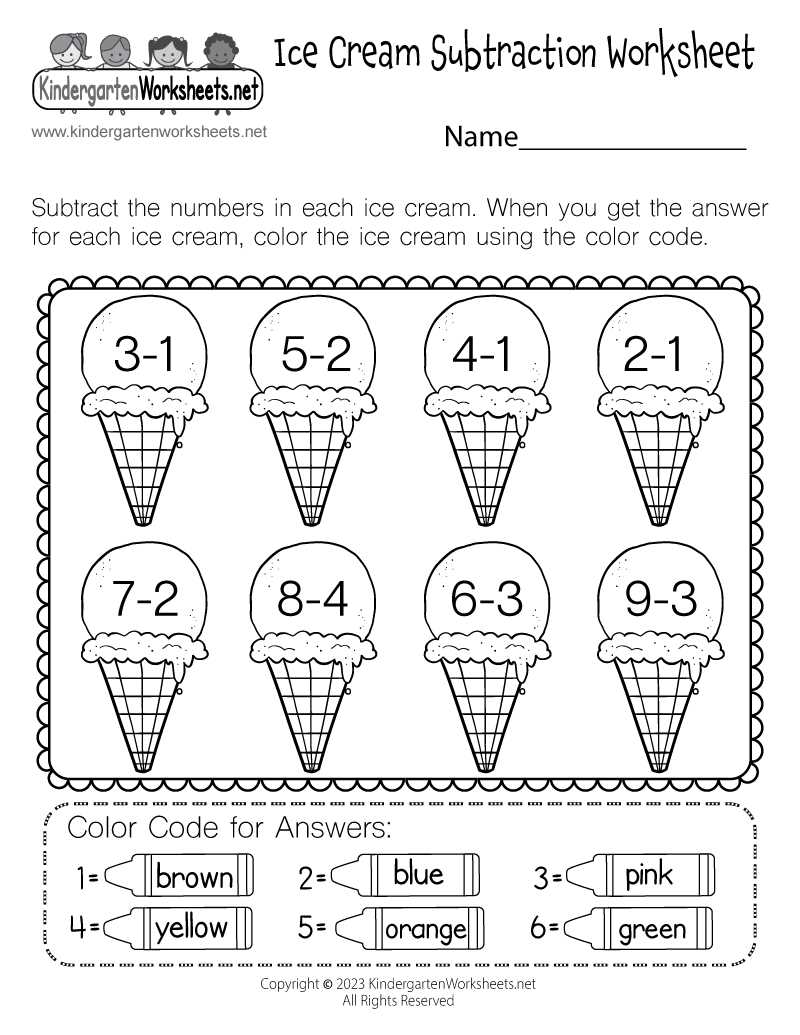 math subtraction worksheets for kindergarten