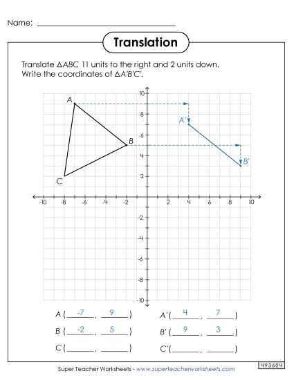 math transformation worksheets