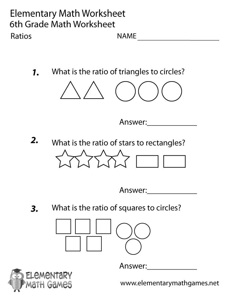 math worksheets for grade 6