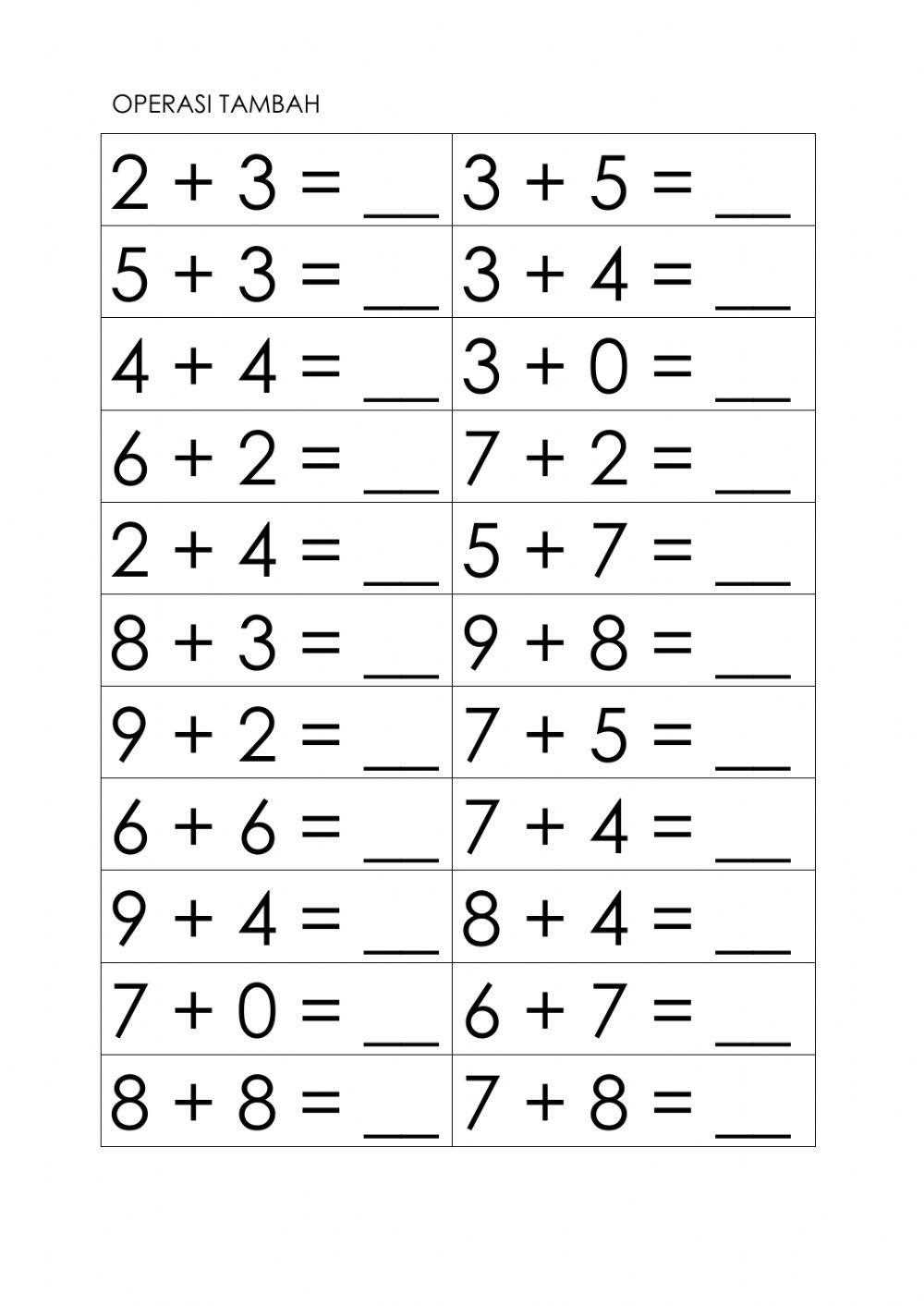 mathematics worksheet for preschool