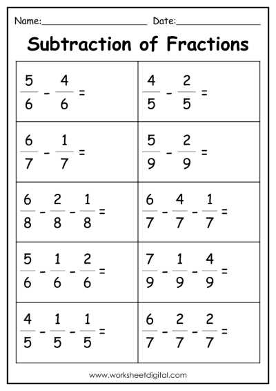 maths fractions worksheet for class 4
