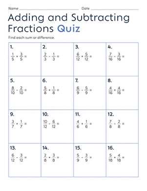 maths fractions worksheet for class 4