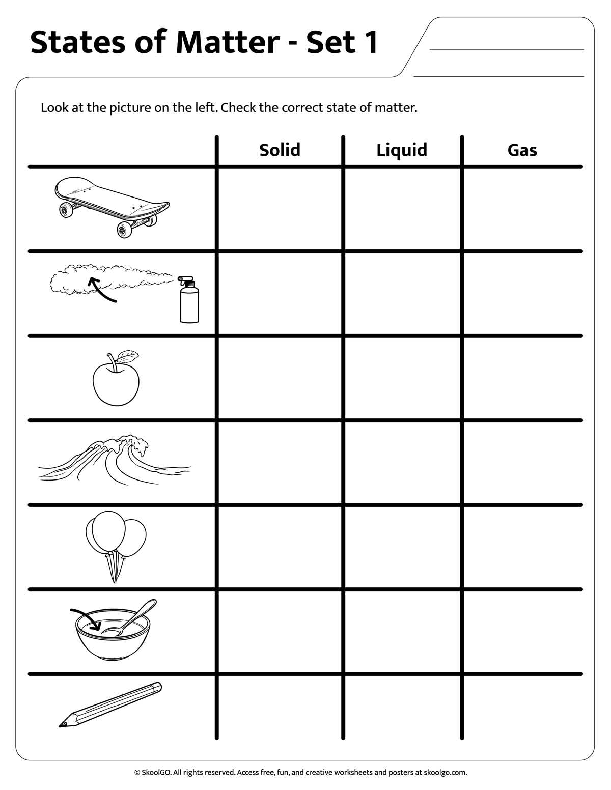 matter states worksheet