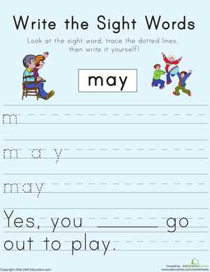may worksheets for kindergarten