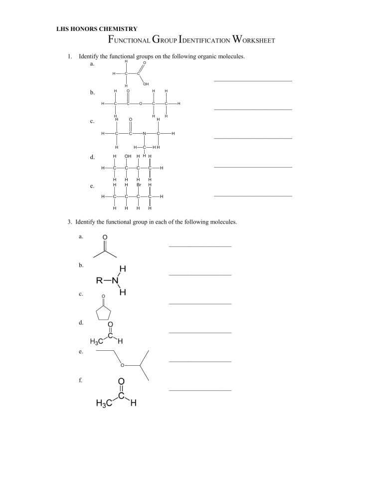 identifying functional groups worksheet