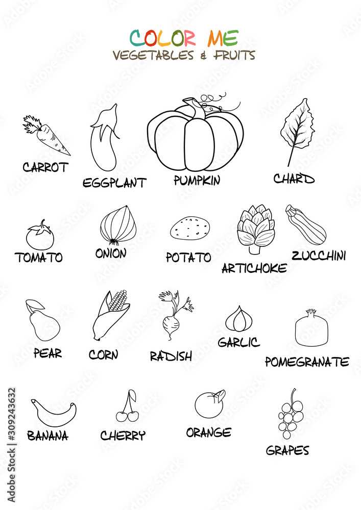color the vegetables worksheet