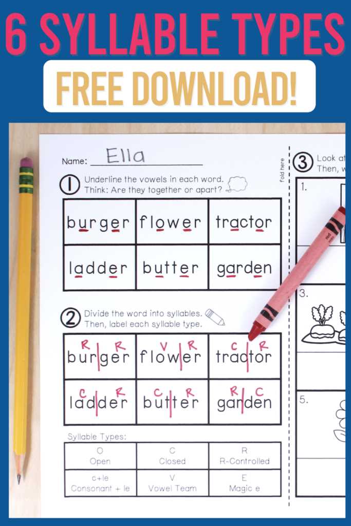 six syllable types worksheets
