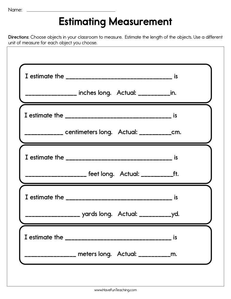 measure cm worksheet