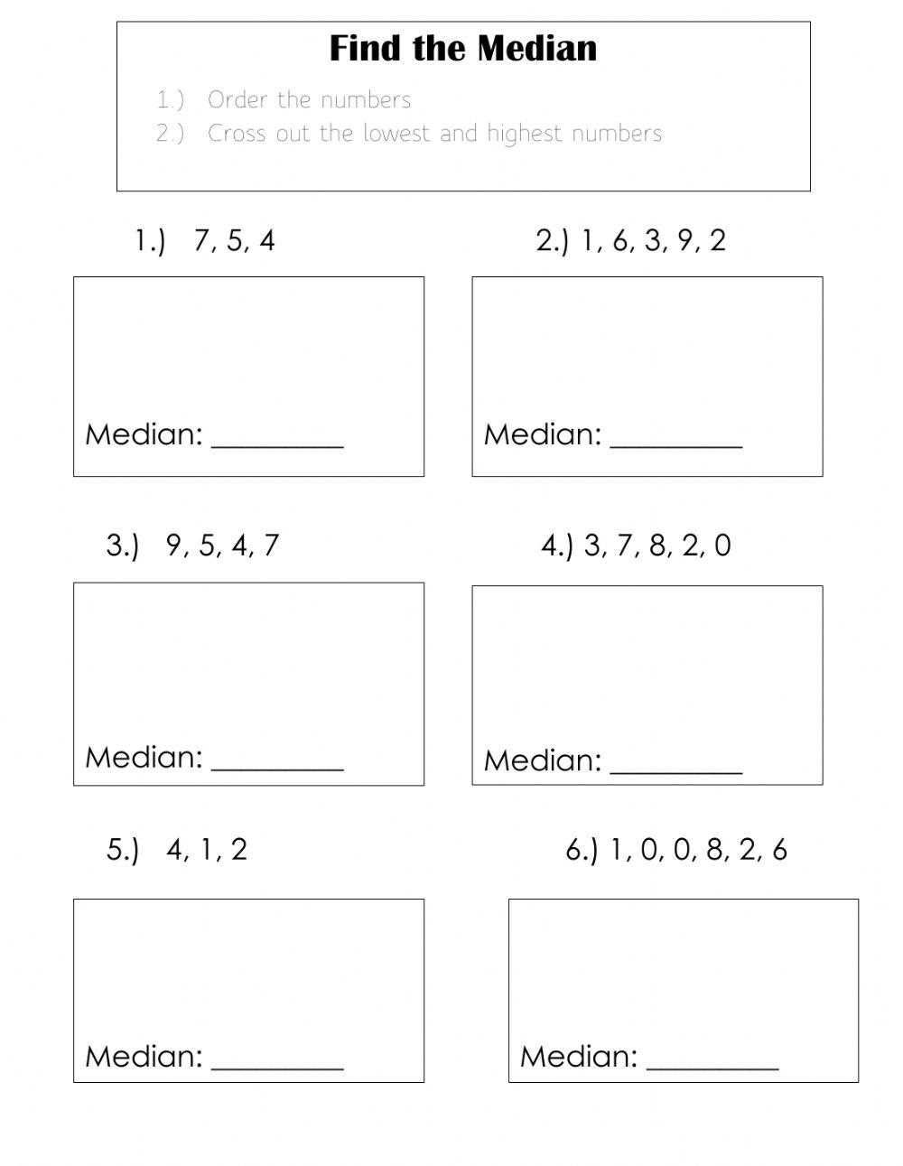 median worksheet