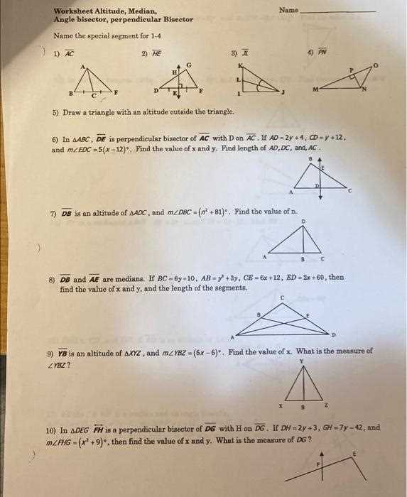 medians and altitudes worksheet
